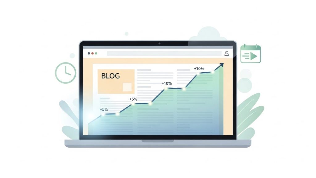 showing a website gradually regaining visibility over time