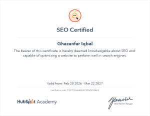 HubSpot SEO Certification – Ghazanfar Iqbal