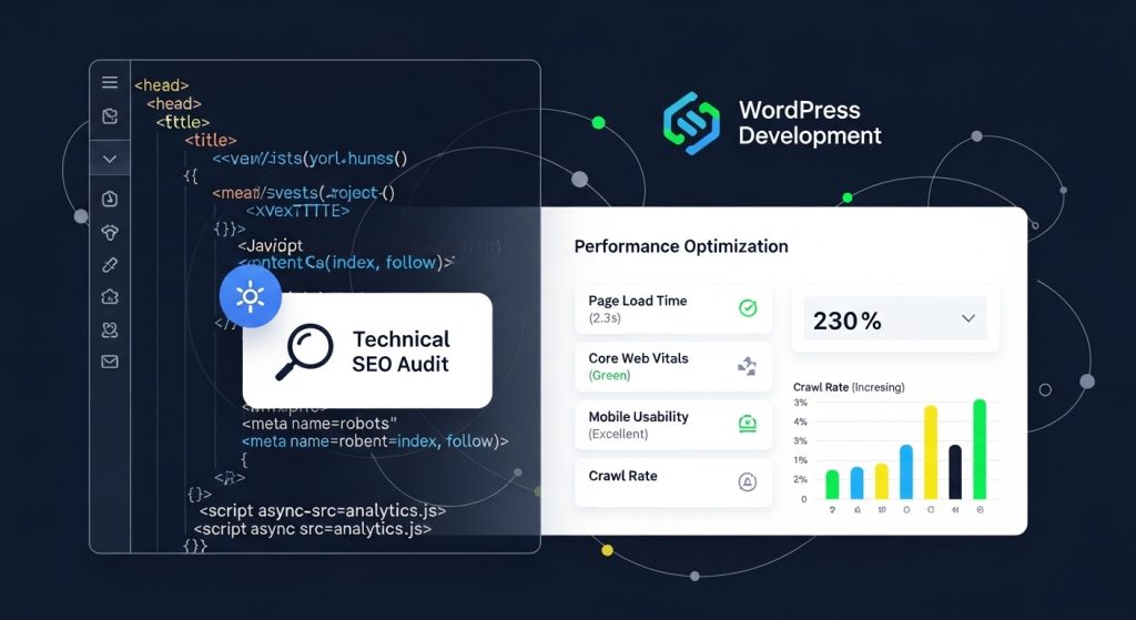 Technical SEO and website development optimization concept